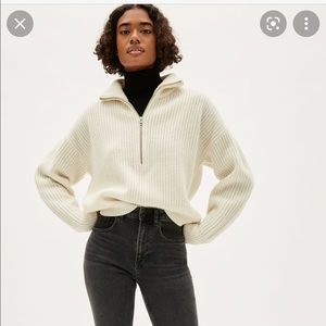 Everlane felted merino wool half zip sweater